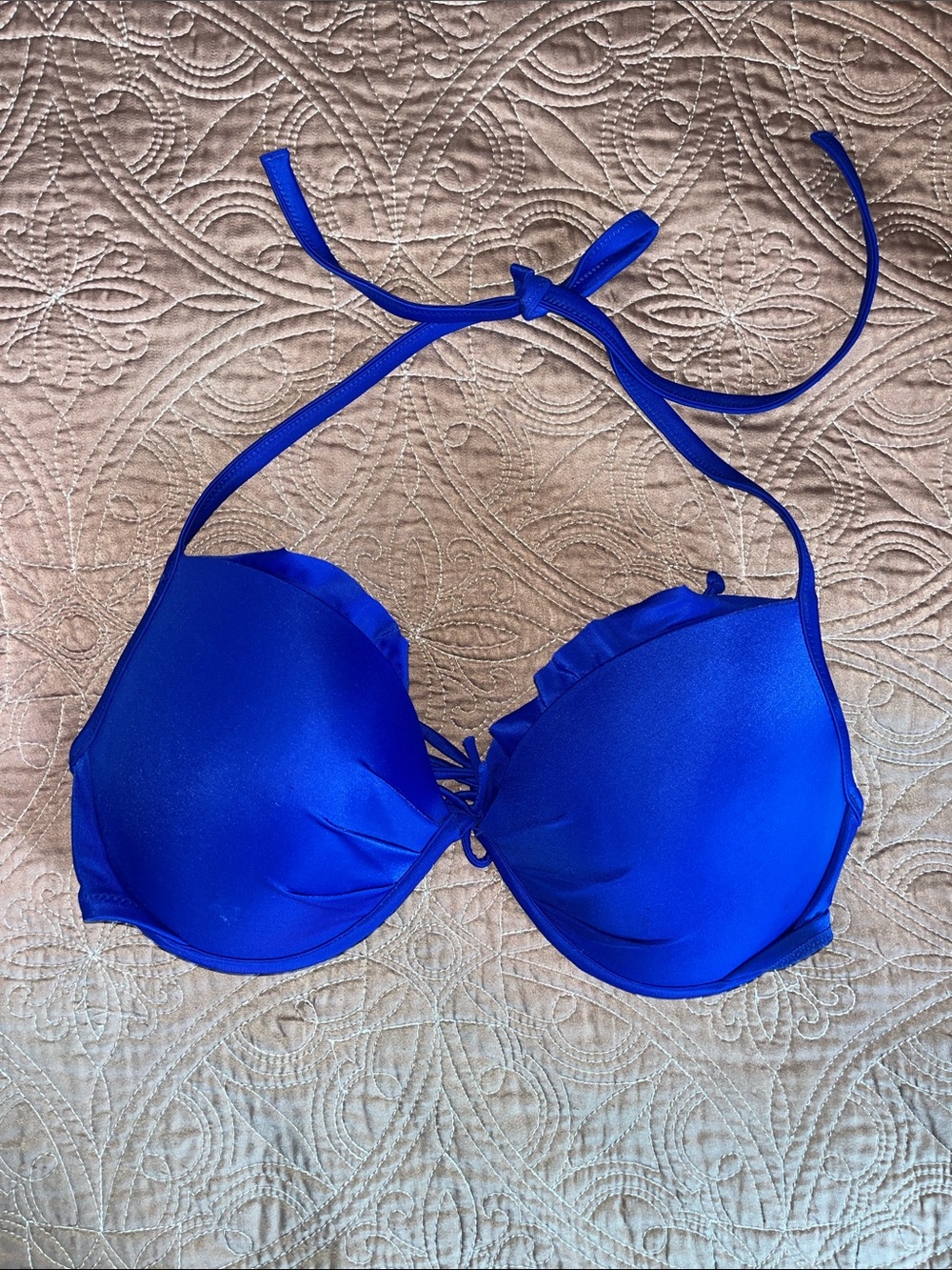 Victoria’s Secret Blue Halter Push-Up Bikini Top — Size 34DD